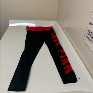 PINK Victoria's Secret Black and Red Leggings Athletic Stretch